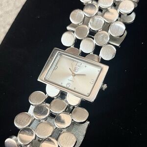 Bold Women’s NYC & Co  Silver Bracelet Watch W/ Dot Design, 7.5 In. New Battery